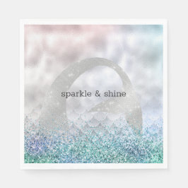 Silver Aqua Pink Paars Glitter Sparkle Mermaid Servet