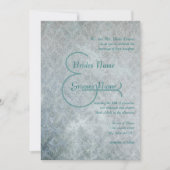 Silver Aqua Rustic Distress Lace Damask Wedding Kaart (Voorkant)