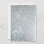 Silver Aqua Rustic Distress Lace Damask Wedding Kaart (Achterkant)