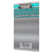 Silver Aqua Shine Elegant Chic Glam Persoonlijk Klembord (Links)