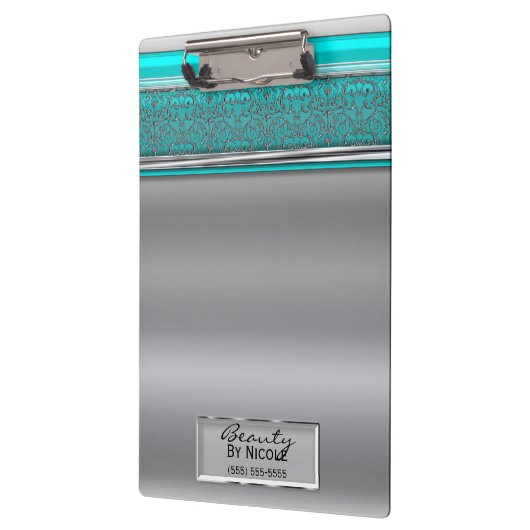 Silver Aqua Shine Elegant Chic Glam Persoonlijk Klembord (Links)