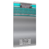 Silver Aqua Shine Elegant Chic Glam Persoonlijk Klembord (Rechts)