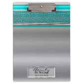 Silver Aqua Shine Elegant Chic Glam Persoonlijk Klembord (Voorkant)