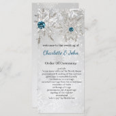 Silver Aqua Snowflakes Winter trouwprogramma's Programmakaart (Voorkant / Achterkant)