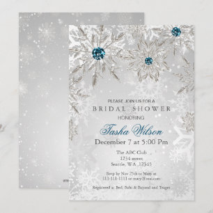 Silver aqua Winter Vrijgezellenfeest Invite Kaart