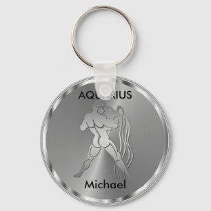 Silver Aquarius ♒ de waterdrager - Zodiabel Sleutelhanger
