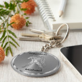 Silver Aquarius ♒ de waterdrager - Zodiabel Sleutelhanger (Zijkant)