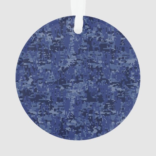 Silver Aquarius Zodiac Sign Navy Blue Digital Camo Ornament (achterkant)
