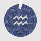 Silver Aquarius Zodiac Sign Navy Blue Digital Camo Ornament (voorkant)