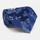 Silver Aquarius Zodiac Sign Navy Blue Digital Camo Stropdas (Opgerold)