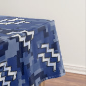 Silver Aquarius Zodiac Sign Navy Blue Digital Camo Tafelkleed (Voorbeeld)