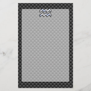 Silver Aquarius Zodiac Symbol Carbon Style Briefpapier