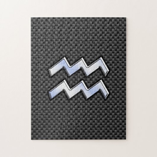 Silver Aquarius Zodiac Symbol Carbon Style Legpuzzel (Verticaal)