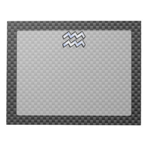 Silver Aquarius Zodiac Symbol Carbon Style Notitieblok