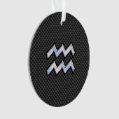 Silver Aquarius Zodiac Symbol Carbon Style Ornament (voorkant)