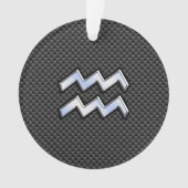 Silver Aquarius Zodiac Symbol Carbon Style Ornament (voorkant)