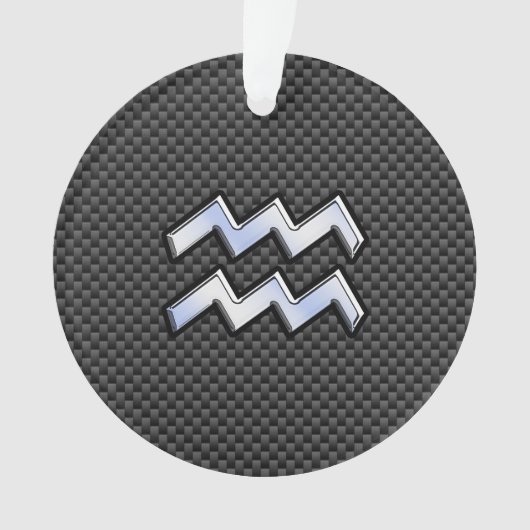 Silver Aquarius Zodiac Symbol Carbon Style Ornament (voorkant)
