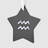 Silver Aquarius Zodiac Symbol Carbon Style Ornament (voorkant)