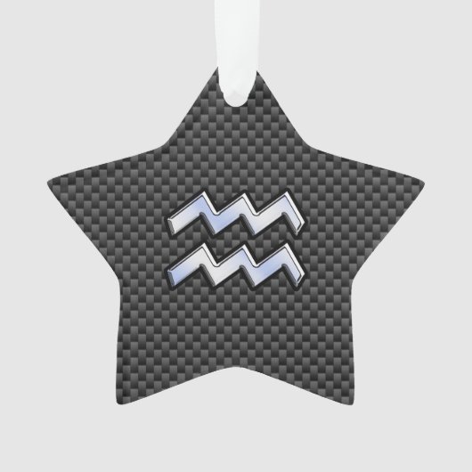 Silver Aquarius Zodiac Symbol Carbon Style Ornament (voorkant)
