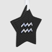Silver Aquarius Zodiac Symbol Carbon Style Ornament (voorkant)