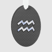 Silver Aquarius Zodiac Symbol Carbon Style Ornament (voorkant)