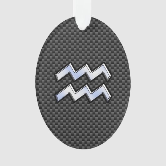 Silver Aquarius Zodiac Symbol Carbon Style Ornament (voorkant)