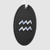 Silver Aquarius Zodiac Symbol Carbon Style Ornament (voorkant)