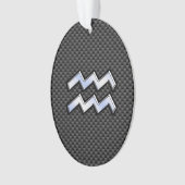 Silver Aquarius Zodiac Symbol Carbon Style Ornament (voorkant)