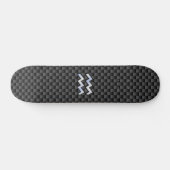 Silver Aquarius Zodiac Symbol Carbon Style Persoonlijk Skateboard (Horizontaal)
