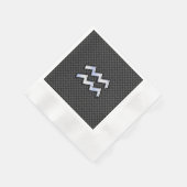 Silver Aquarius Zodiac Symbol Carbon Style Servet (Hoek)
