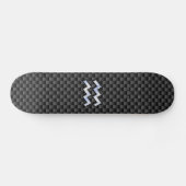 Silver Aquarius Zodiac Symbol Carbon Style Skateboard (Horizontaal)