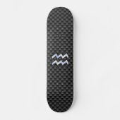 Silver Aquarius Zodiac Symbol Carbon Style Skateboard (Voorkant)