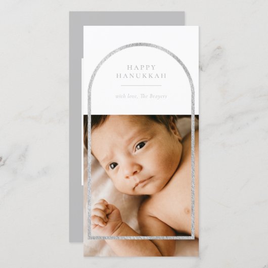 Silver Arch Lijst Hanukkah Foto Feestdagenkaart (Voorkant / Achterkant)