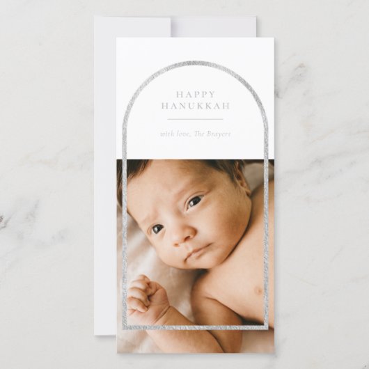 Silver Arch Lijst Hanukkah Foto Feestdagenkaart (Voorkant)