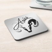 Silver Aries de dierentuin van Ram Bier Onderzetter (Linkerzijde)