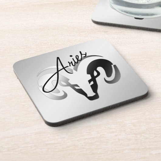 Silver Aries de dierentuin van Ram Bier Onderzetter (Linkerzijde)