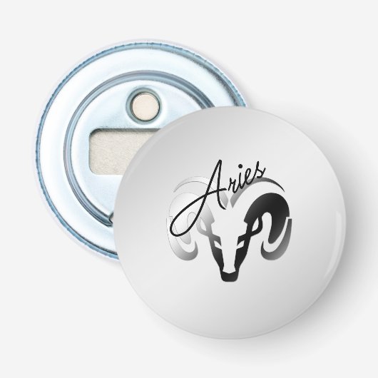 Silver Aries de dierentuin van Ram Button Flesopener (Voorkant)