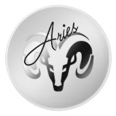 Silver Aries de dierentuin van Ram Keramische Knop (Voorkant)