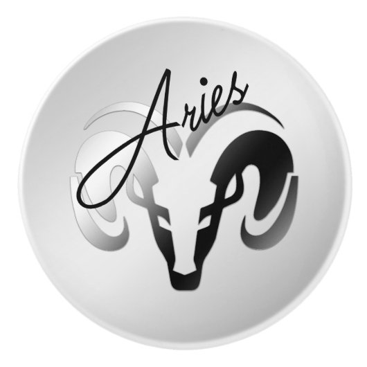 Silver Aries de dierentuin van Ram Keramische Knop (Voorkant)