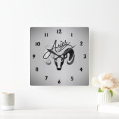 Silver Aries de dierentuin van Ram Vierkante Klok (Huis)