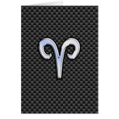 Silver Aries Zodiac Sign Black Carbon Fiber Print (Voorkant)