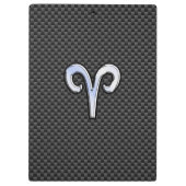 Silver Aries Zodiac Sign Black Carbon Fiber Print Klembord (Achterkant)