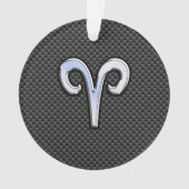 Silver Aries Zodiac Sign Black Carbon Fiber Print Ornament (voorkant)