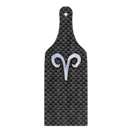 Silver Aries Zodiac Sign Black Carbon Fiber Print Snijplank (Voorkant)
