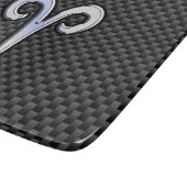 Silver Aries Zodiac Sign Black Carbon Fiber Print Snijplank (Hoek)