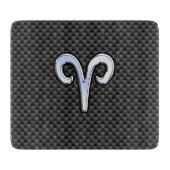 Silver Aries Zodiac Sign Black Carbon Fiber Print Snijplank (Voorkant)