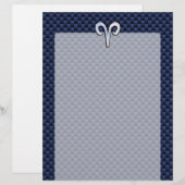 Silver Aries Zodiac Sign Blue Carbon Fiber Print (Voorkant / Achterkant)