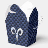 Silver Aries Zodiac Sign Blue Carbon Fiber Print Bedankdoosjes (Geopend)