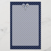 Silver Aries Zodiac Sign Blue Carbon Fiber Print Briefpapier (Voorkant)