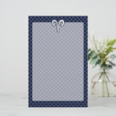 Silver Aries Zodiac Sign Blue Carbon Fiber Print Briefpapier (Staand voorkant)